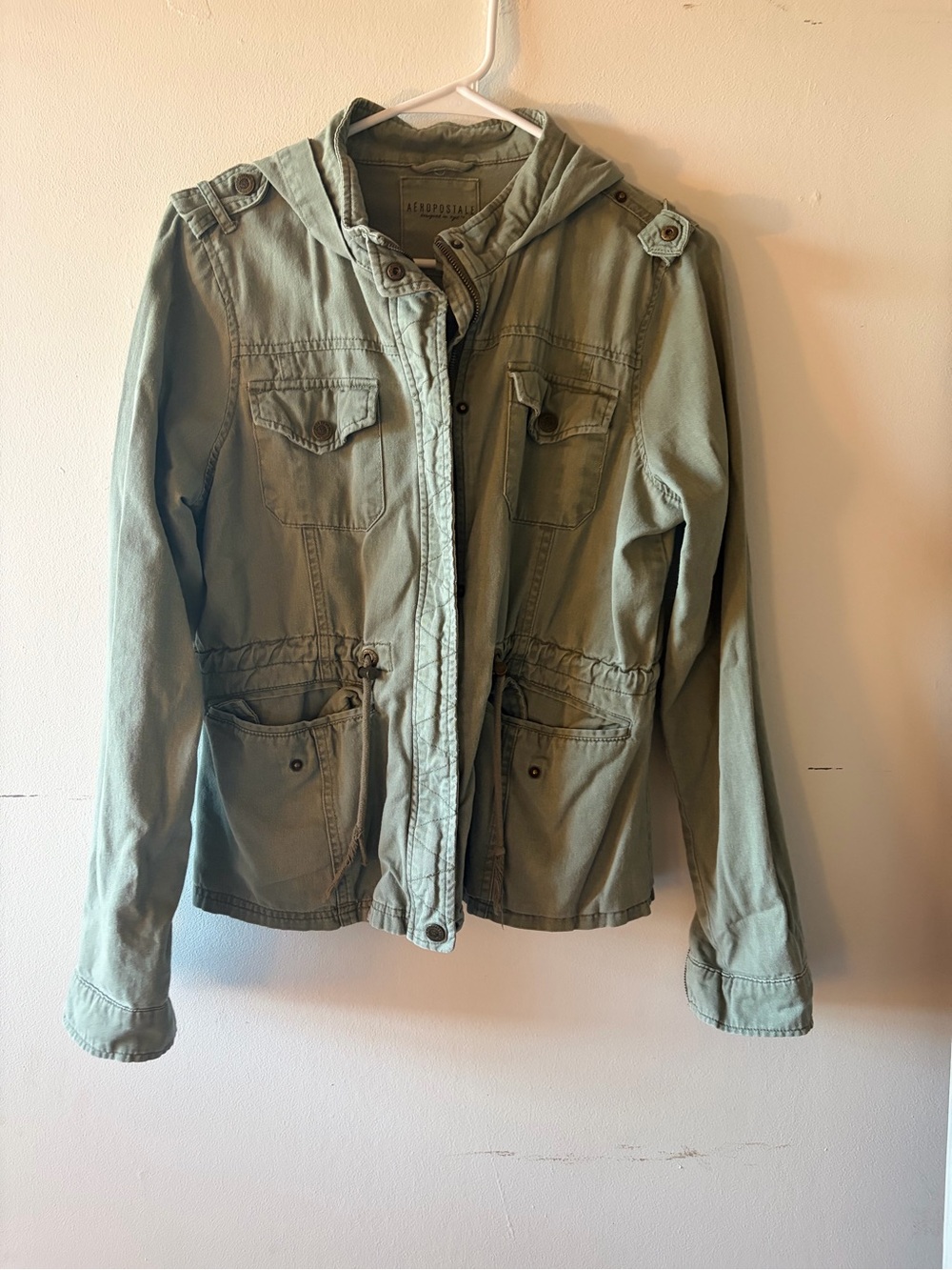 Aeropostale Olive Green Hooded Utility Jacket
